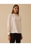 Selected high-neck blouse with pleat detail