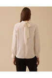 Selected high-neck blouse with pleat detail