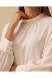 Selected high-neck blouse with pleat detail
