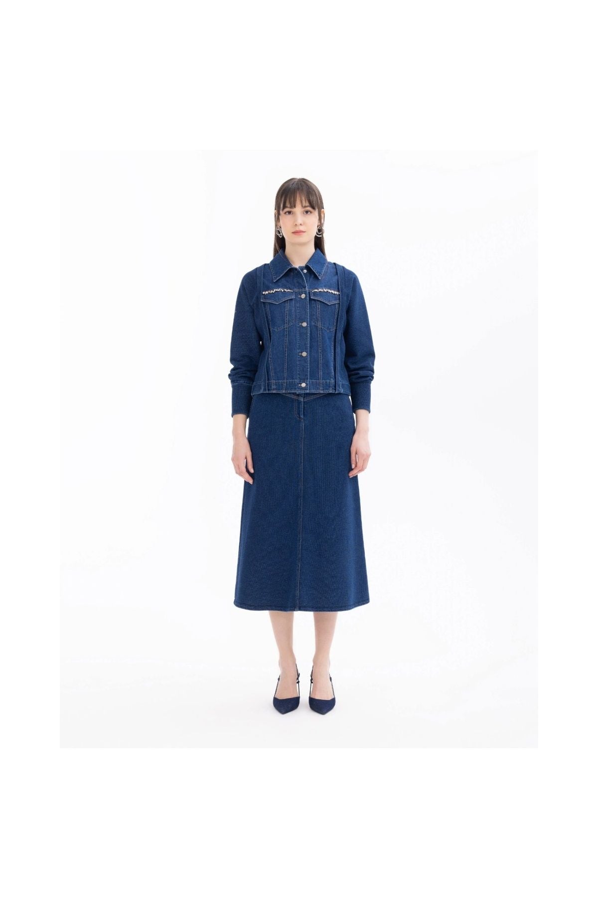 Seçil Minimalist Midi Denim Etek - Günlük & Şık Kombinler Main image