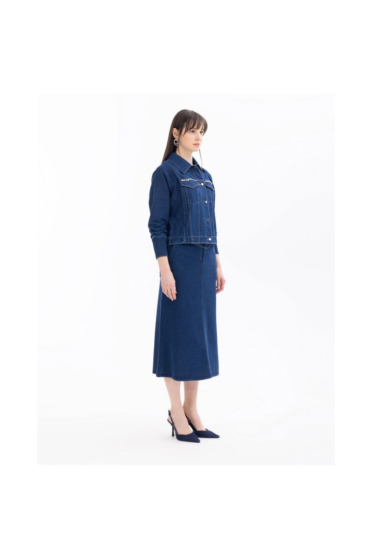 Seçil Minimalist Midi Denim Etek - Günlük & Şık Kombinler Secondary image