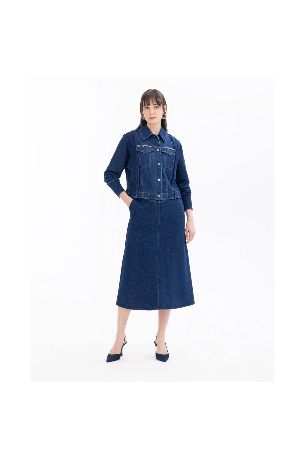 Seçil Minimalist Midi Denim Etek - Günlük & Şık Kombinler