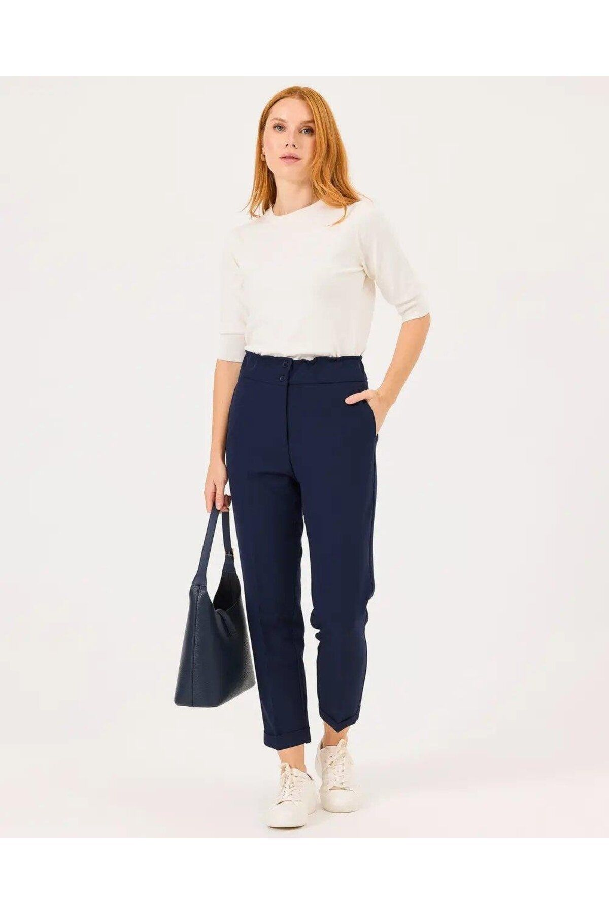 Seçil Minimalist Yüksek Bel Midi Kadın Pantolon - Günlük & İş