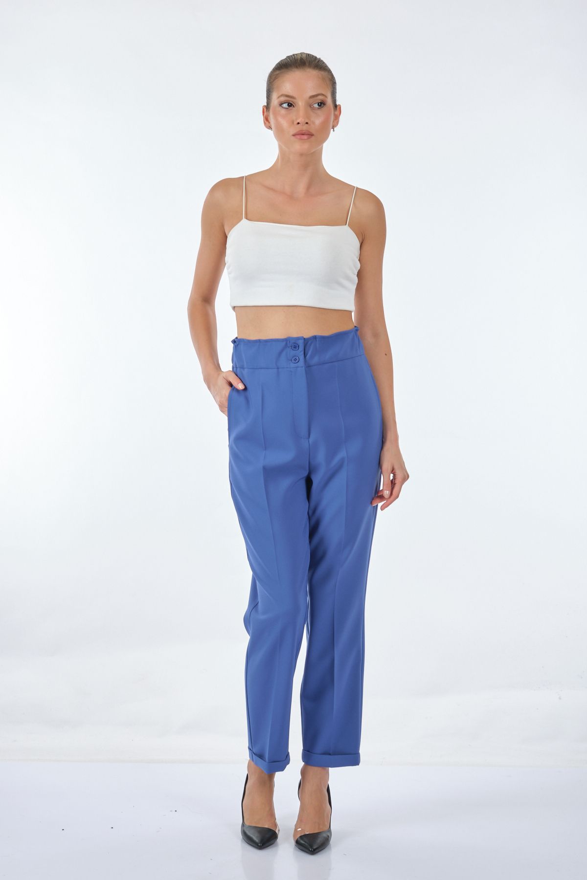 Seçil Yüksek Bel Midi Pantolon - Oversize, Minimalist, Günlük & İş Secondary image