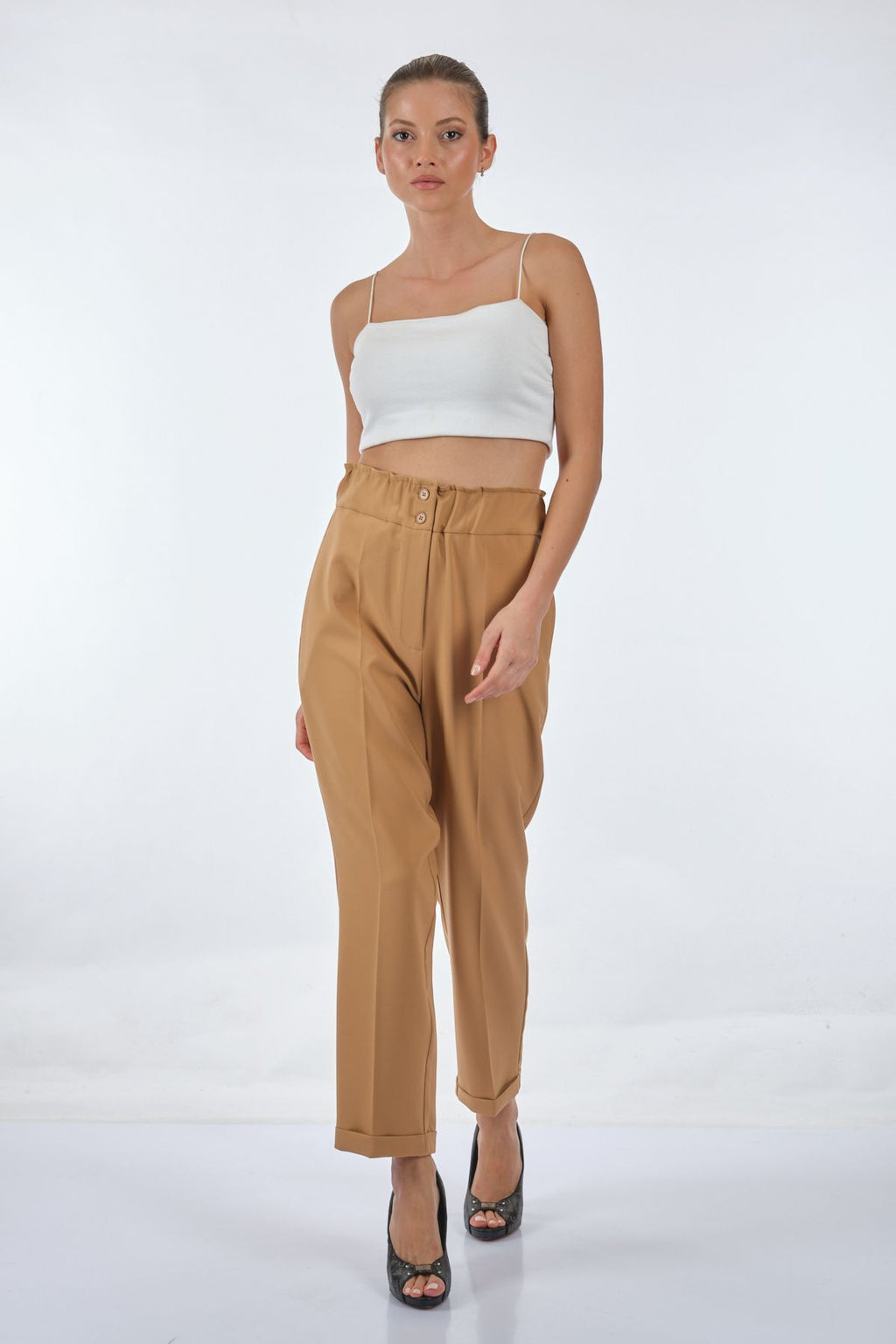 Seçil Yüksek Bel Midi Pantolon - Oversize, Minimalist, Günlük & İş
