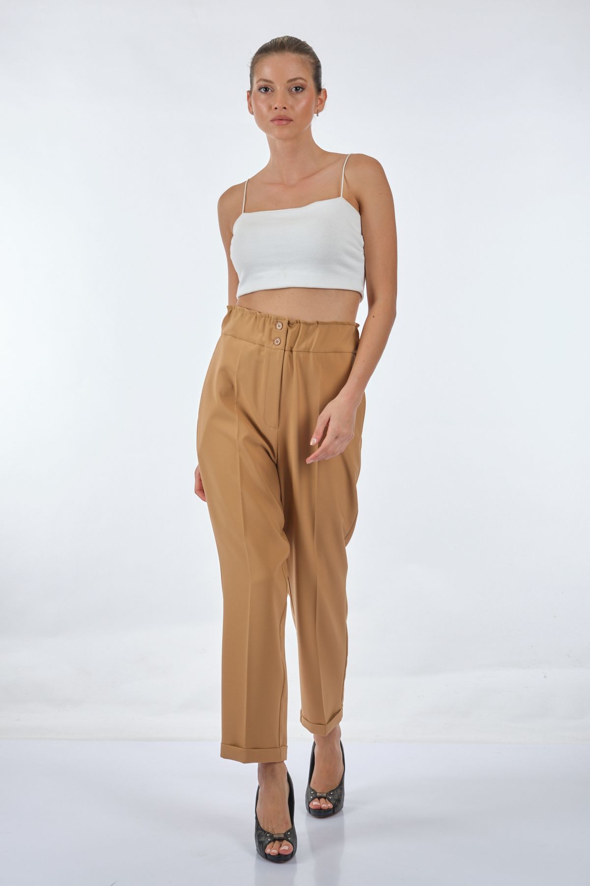 Seçil Yüksek Bel Midi Pantolon - Oversize, Minimalist, Günlük & İş