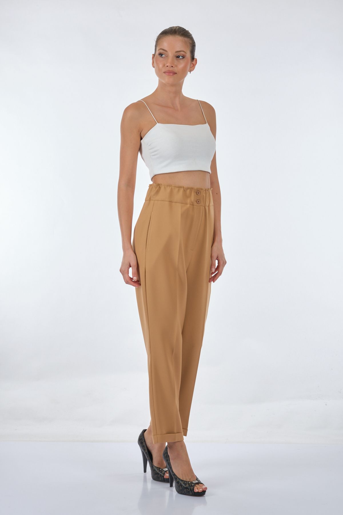Seçil Yüksek Bel Midi Pantolon - Oversize, Minimalist, Günlük & İş