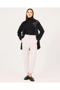 Seçil Minimalist Yüksek Bel Crop Deri Pantolon - Günlük & Şık