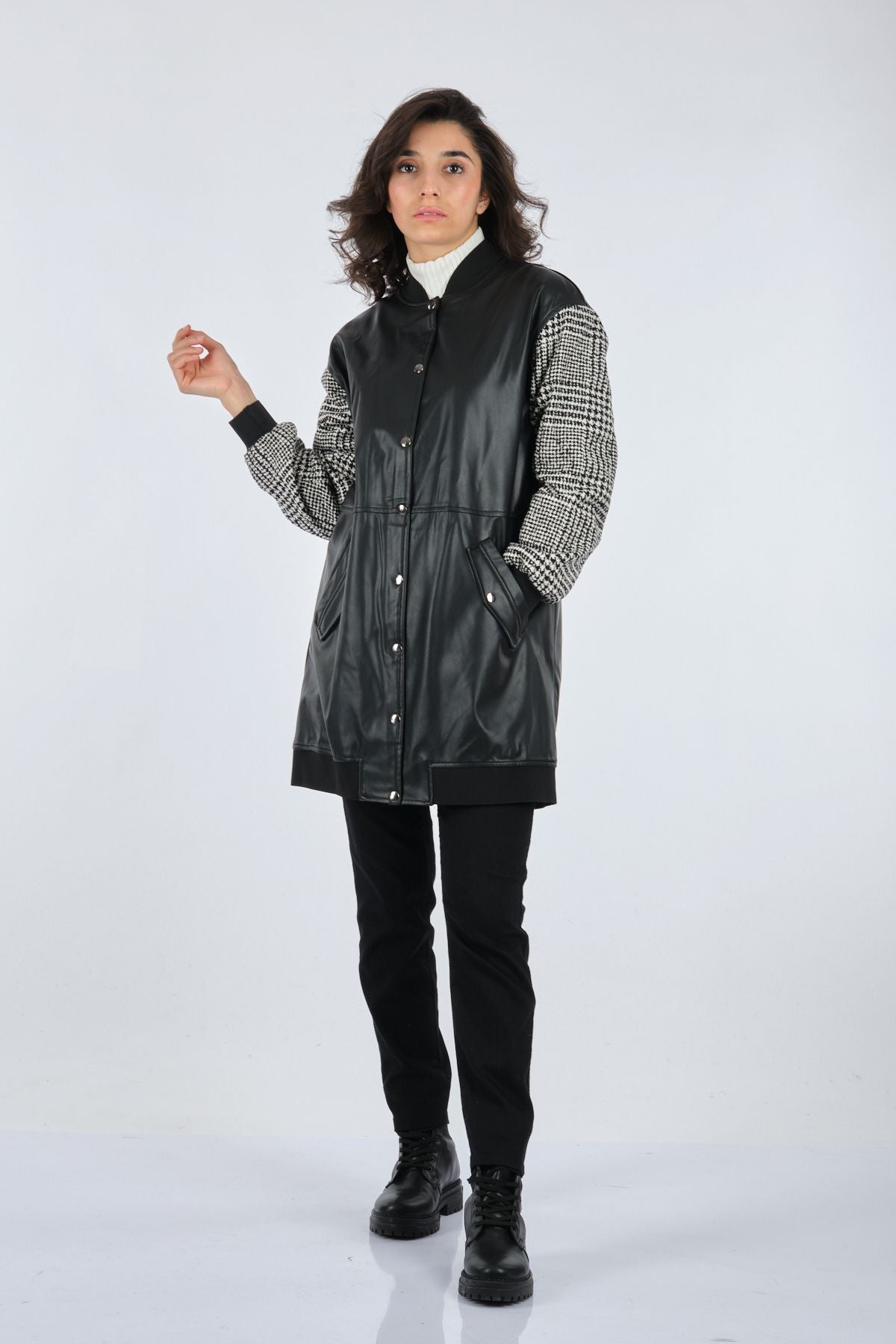 Seleste Oversize Midi Deri Kaban - Minimalist & Şık Main image