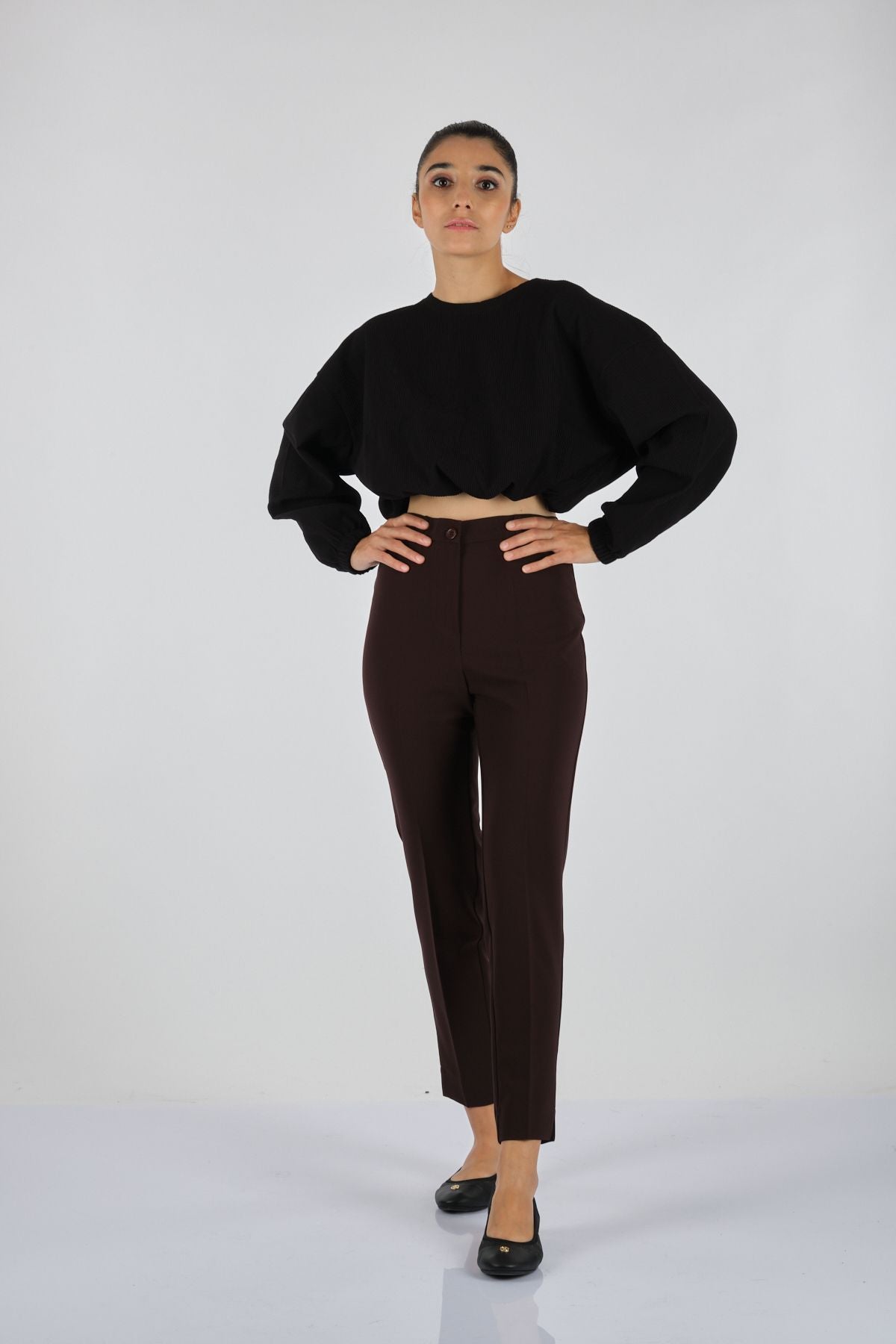 Seleste Minimalist Yüksek Bel Dar Paça Kadın Pantolon - Günlük & Ofis Main image