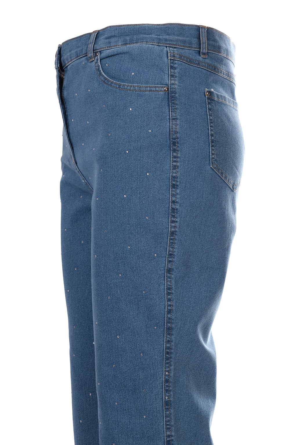 Seleste Minimalist Taş Detaylı Kadın Jean Pantolon - Midi Boy
