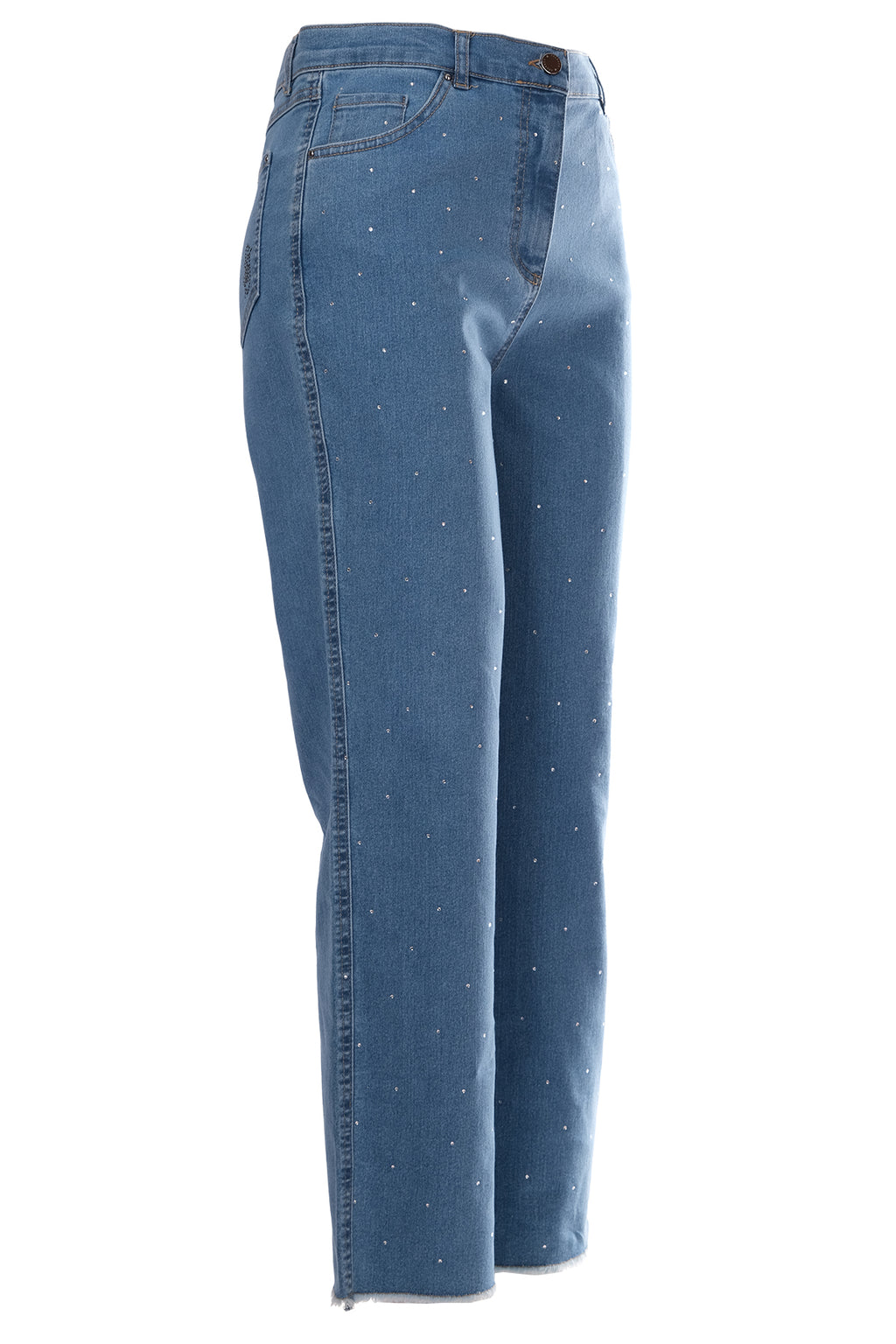 Seleste Minimalist Taş Detaylı Kadın Jean Pantolon - Midi Boy