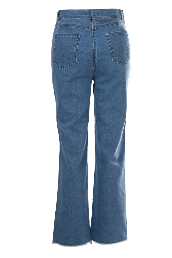 Seleste Minimalist Taş Detaylı Kadın Jean Pantolon - Midi Boy