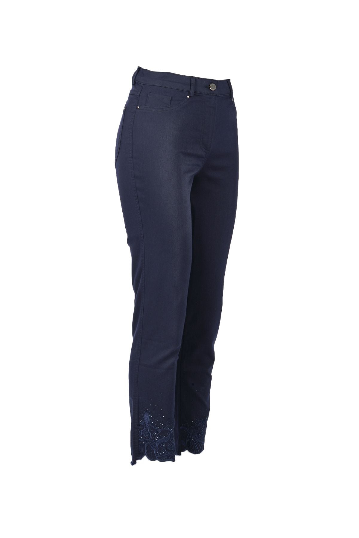Seleste Minimalist Nakışlı Kadın Pantolon - Yüksek Bel Midi Secondary image