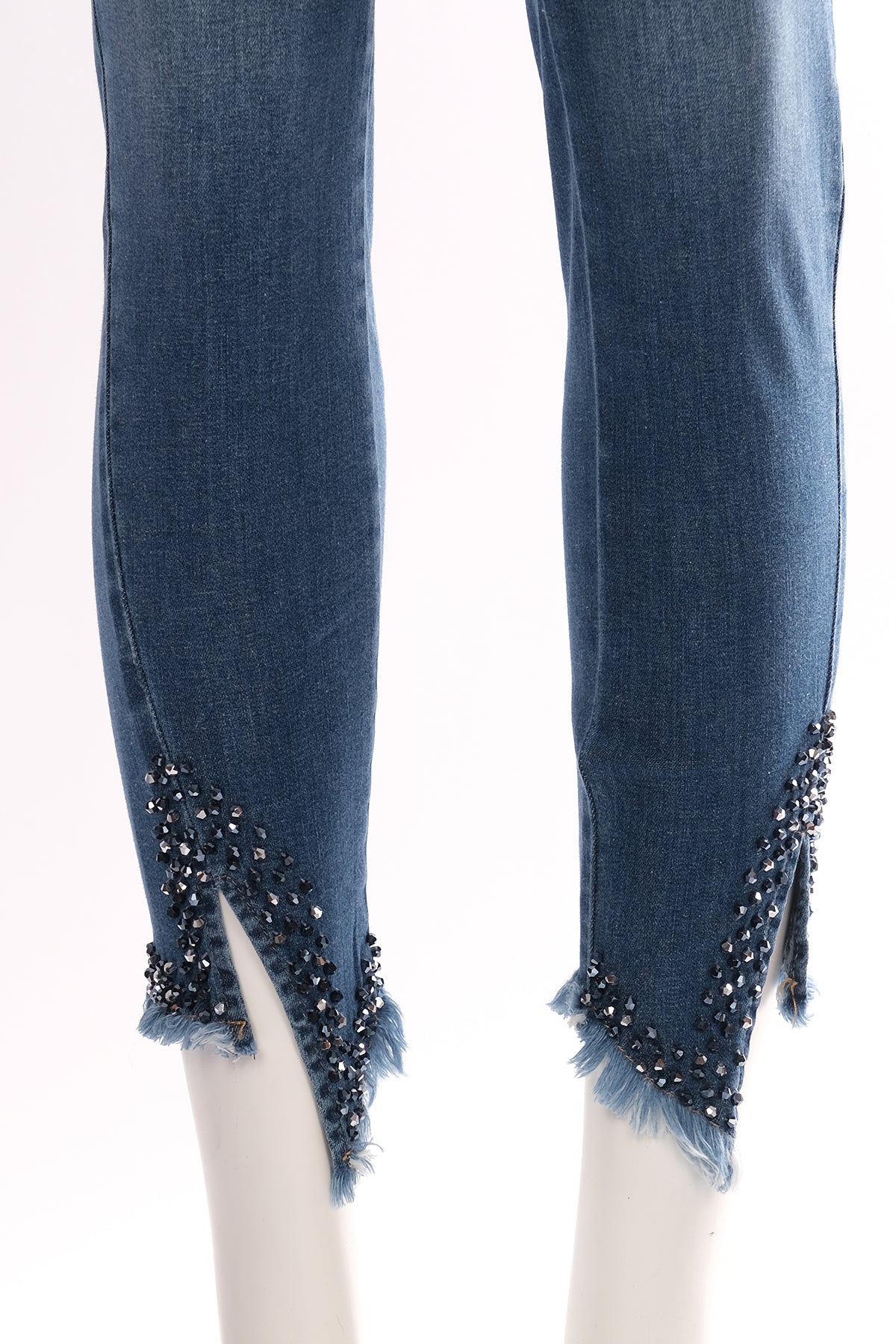 Seleste Minimalist Taş Detaylı Dar Paça Crop Jean Pantolon - Günlük & Şık Secondary image