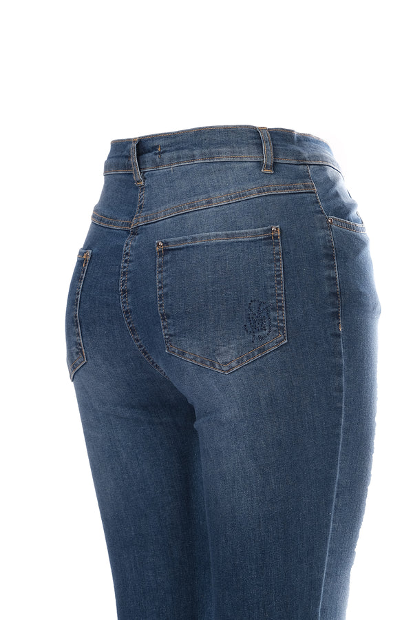 Seleste Minimalist Taş Detaylı Dar Paça Crop Jean Pantolon - Günlük & Şık