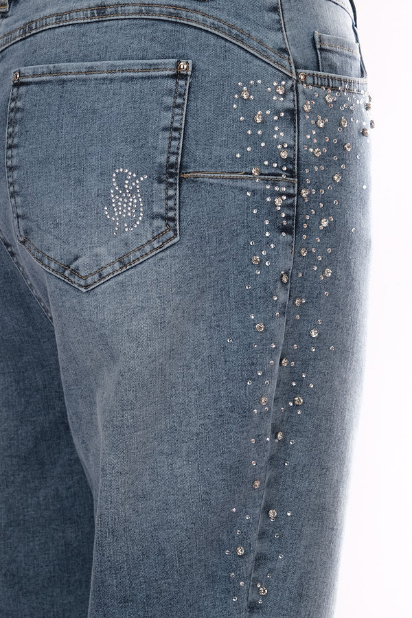 Seleste Taş Detaylı Midi Jean Pantolon - Günlük Şıklık