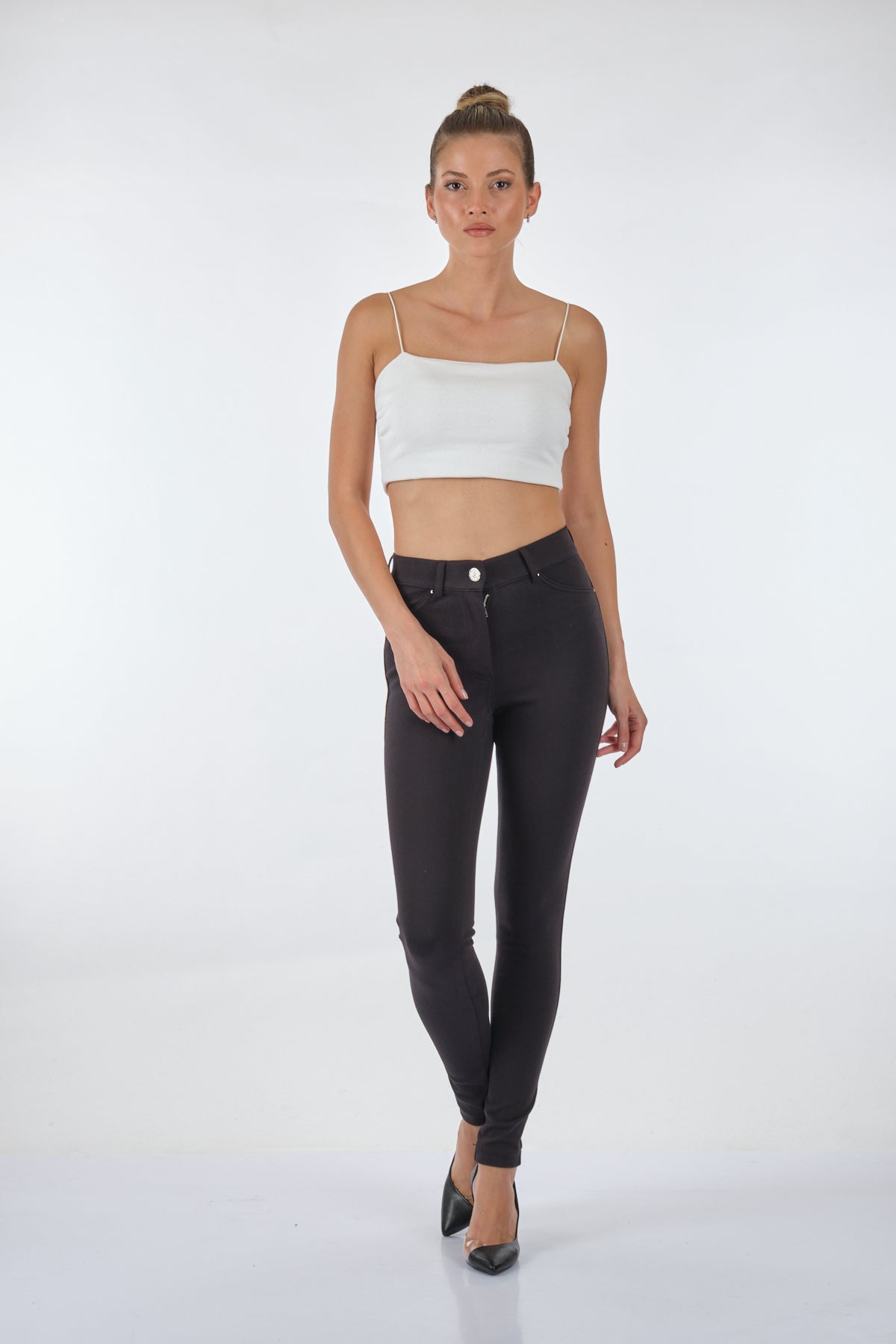 Seleste Yüksek Bel Slim Fit Kadın Pantolon - Günlük Kullanım Ana görsel