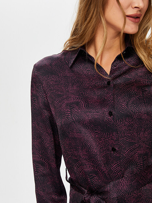 Soyut Desen Uzun Kol Gömlek Elbise Faik Sönmez