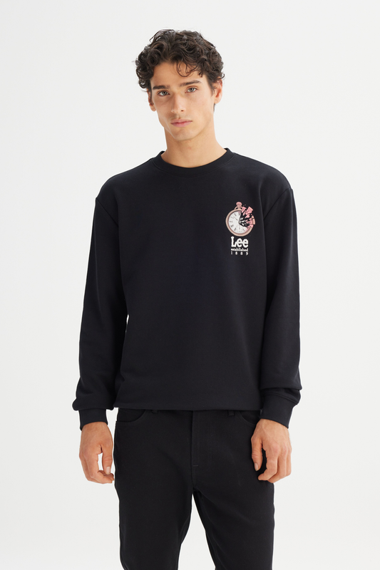Regular Fit Crew Neck Printed Sweatshirt Lee