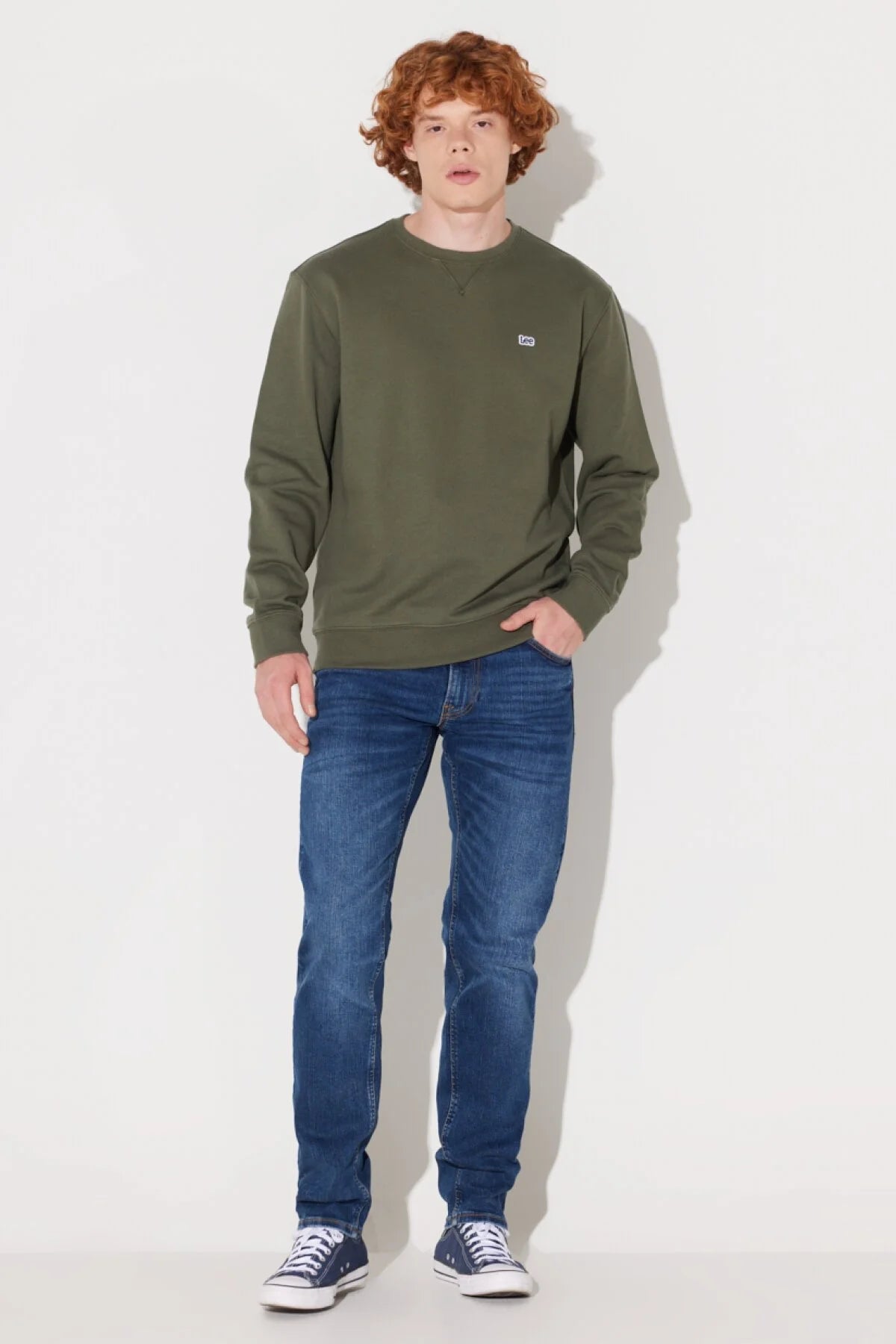 Lee Erkek Regular Fit Bisiklet Yaka Pamuk Muflon Uzun Kollu Sweatshirt