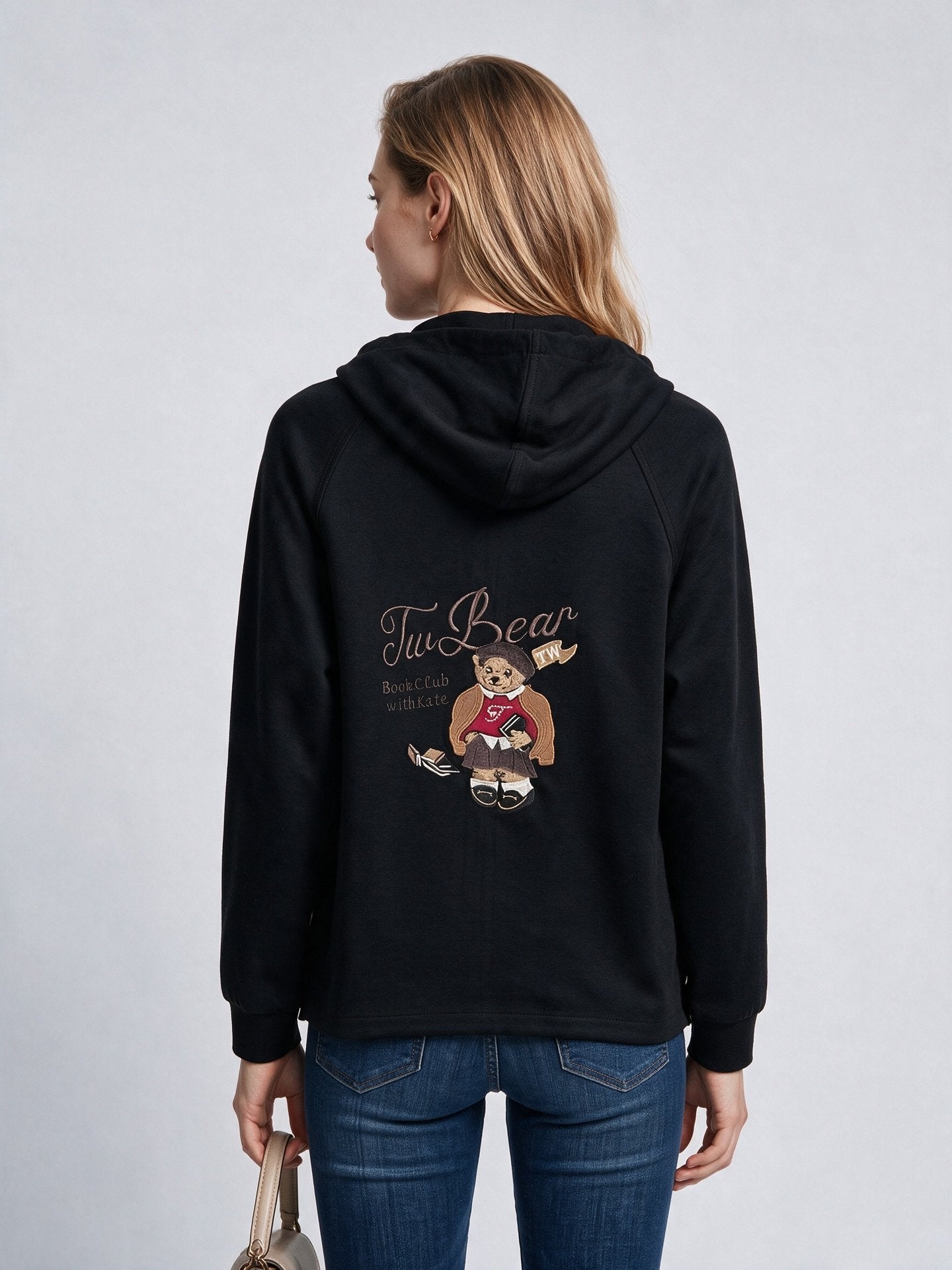 On Kadın Kapüşonlu Tam Fermuarlı Reglan Kol Cepli Sweatshirt