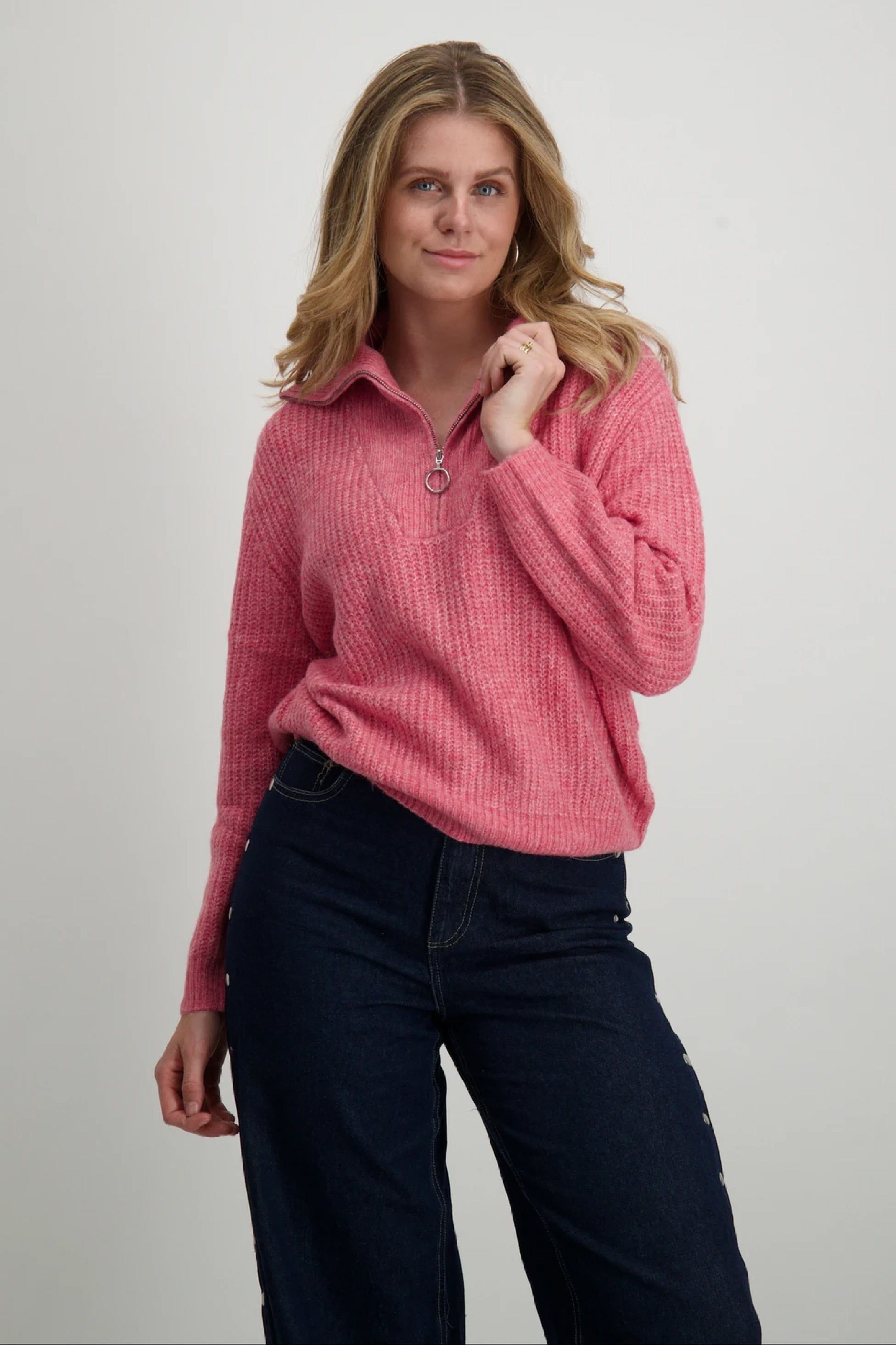 Only Oversize Yarım Fermuarlı Uzun Kol Kadın Sweatshirt - Minimalist Stil