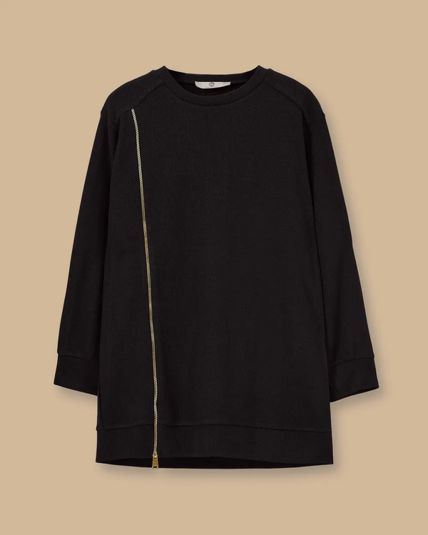 fermuar detaylı yuvarlak yaka sweatshirt Scl