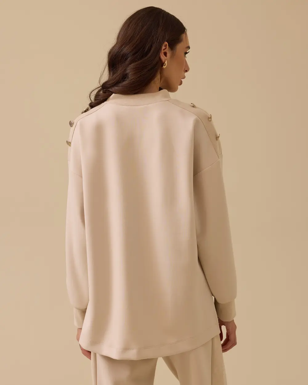 dik yaka düğme detaylı sweatshirt Scl Secondary image