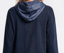 Scl Kadın Çizgili Payet İşlemeli Kapüşonlu Rahat Kesim Uzun Kollu Sweatshirt