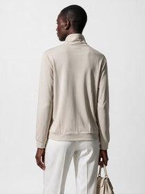 Vedi-bb Kadın Dik Yaka Yarım Fermuarlı İşlemeli Uzun Kollu Sweatshirt