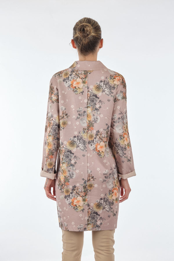 Sweet Miss Midi Çiçekli Desen Uzun Kol Kadın Ceket - Vintage Tarz