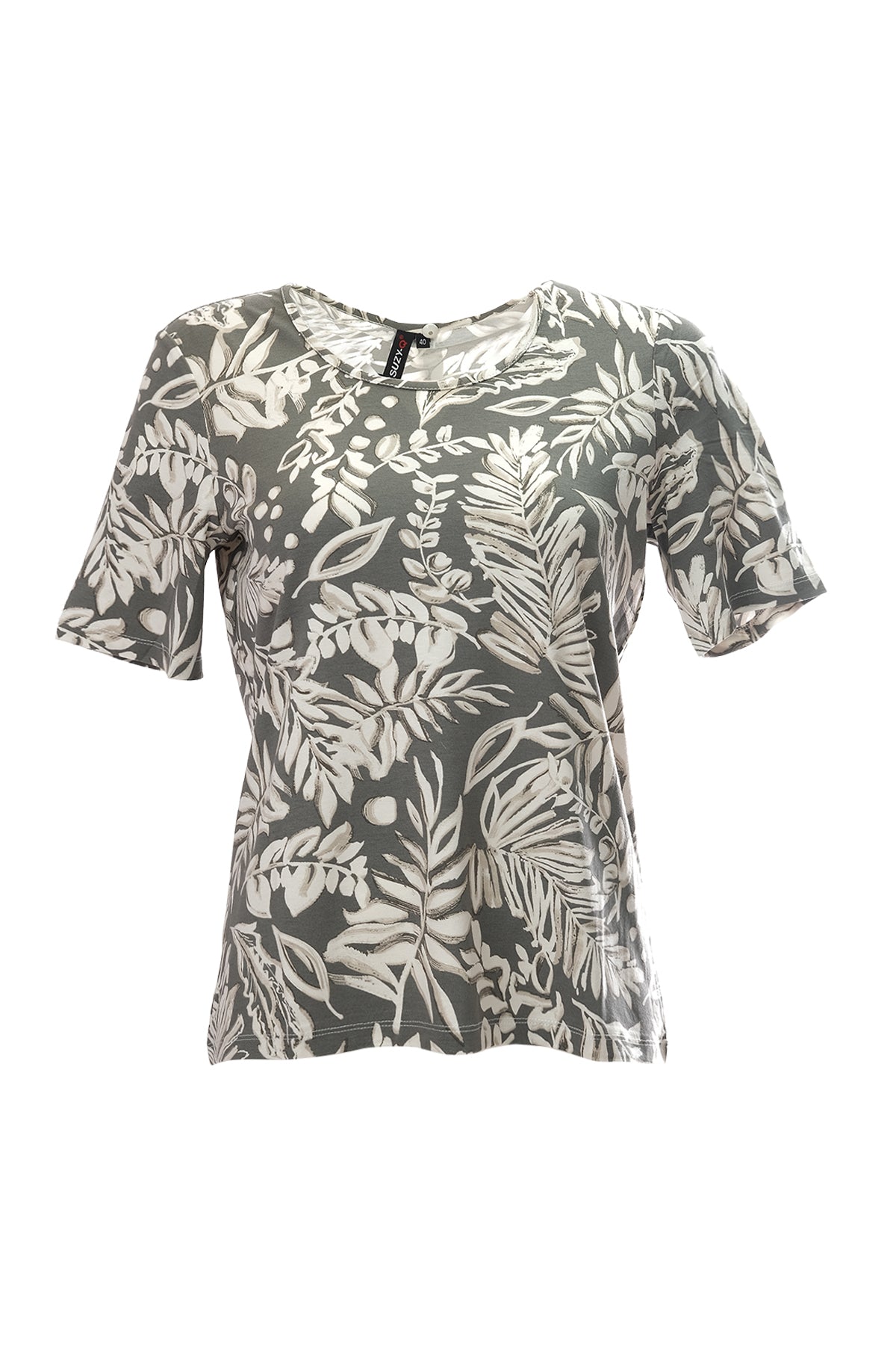Canel Minimalist Bitki Desenli Kısa Kol Kadın T-Shirt - Regular Fit Main image