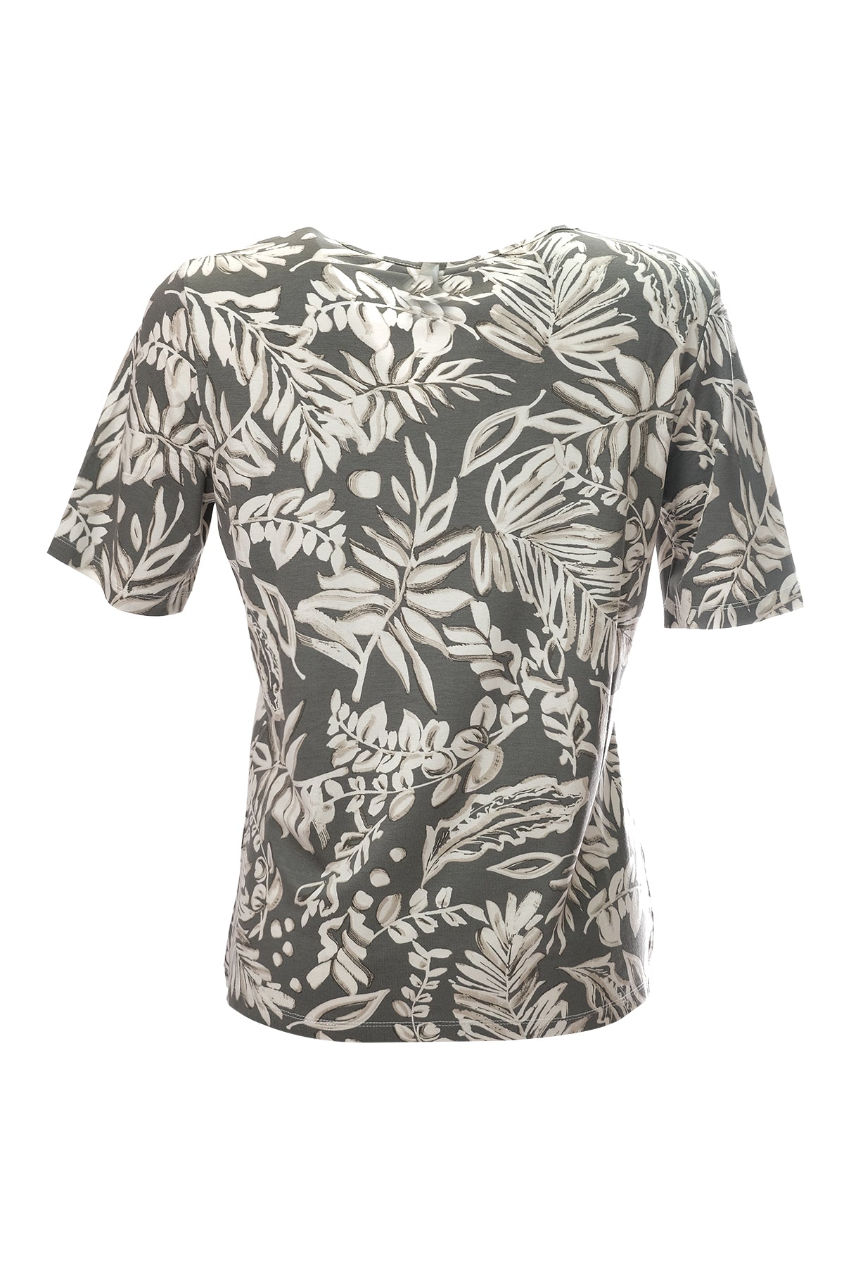 Canel Minimalist Bitki Desenli Kısa Kol Kadın T-Shirt - Regular Fit