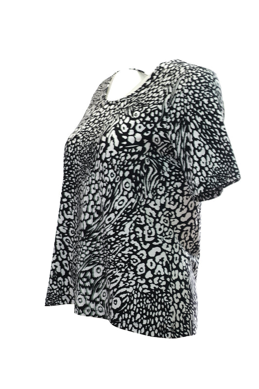 Canel Oversize Leopar Desenli Kadın T-Shirt - Kısa Kol - Günlük