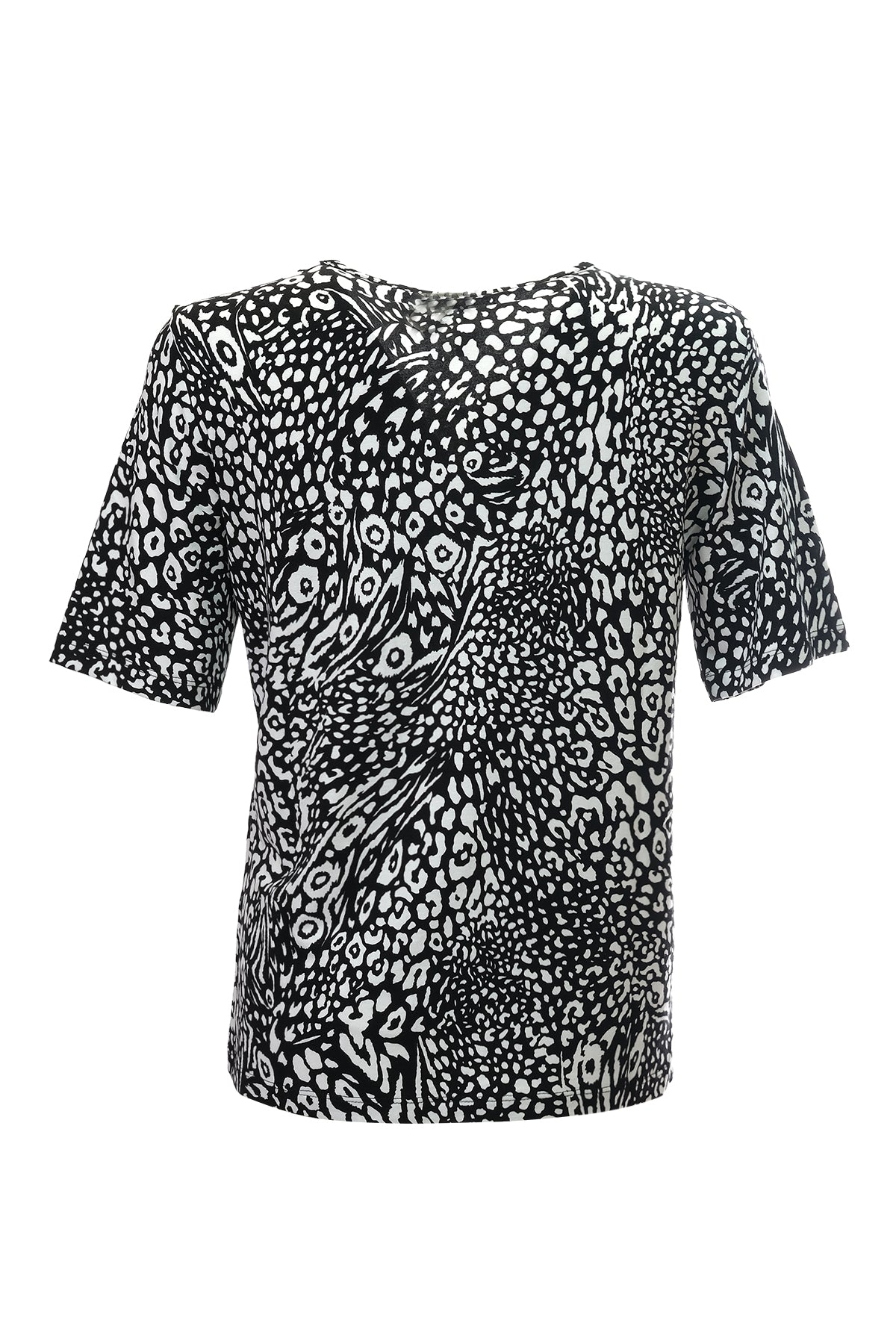 Canel Oversize Leopar Desenli Kadın T-Shirt - Kısa Kol - Günlük