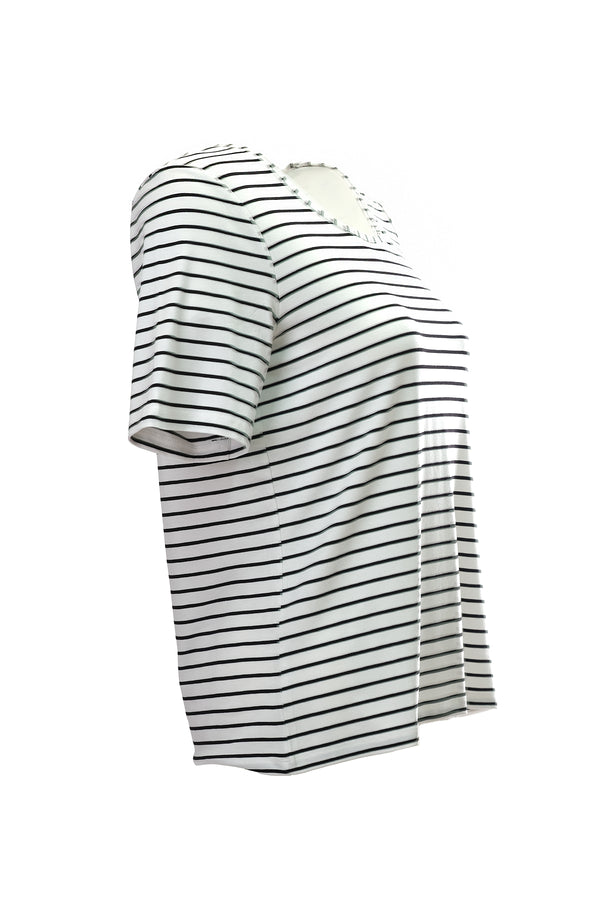 Canel Minimalist Çizgili Kadın T-Shirt - Rahat ve Şık Günlük Kullanım
