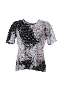 Sıfır Yaka Desenli Kısa Kol T-Shirt Cnl
