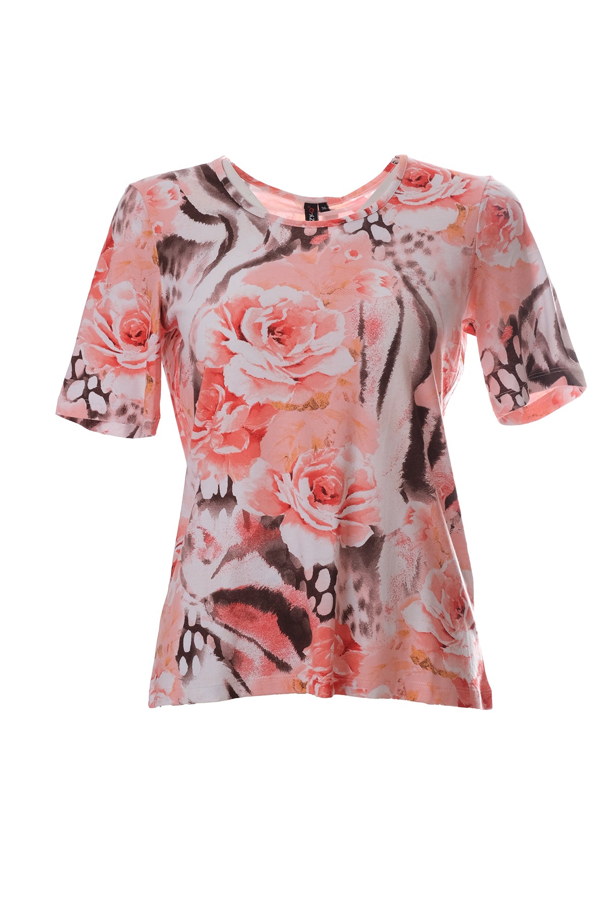 Canel Kadın Kısa Kol Regular Fit Çiçekli Desen T-Shirt - Yazlık & Günlük Main image