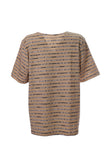Canel Oversize Striped Minimalist Women's T-Shirt - Short Sleeve Midi Casual