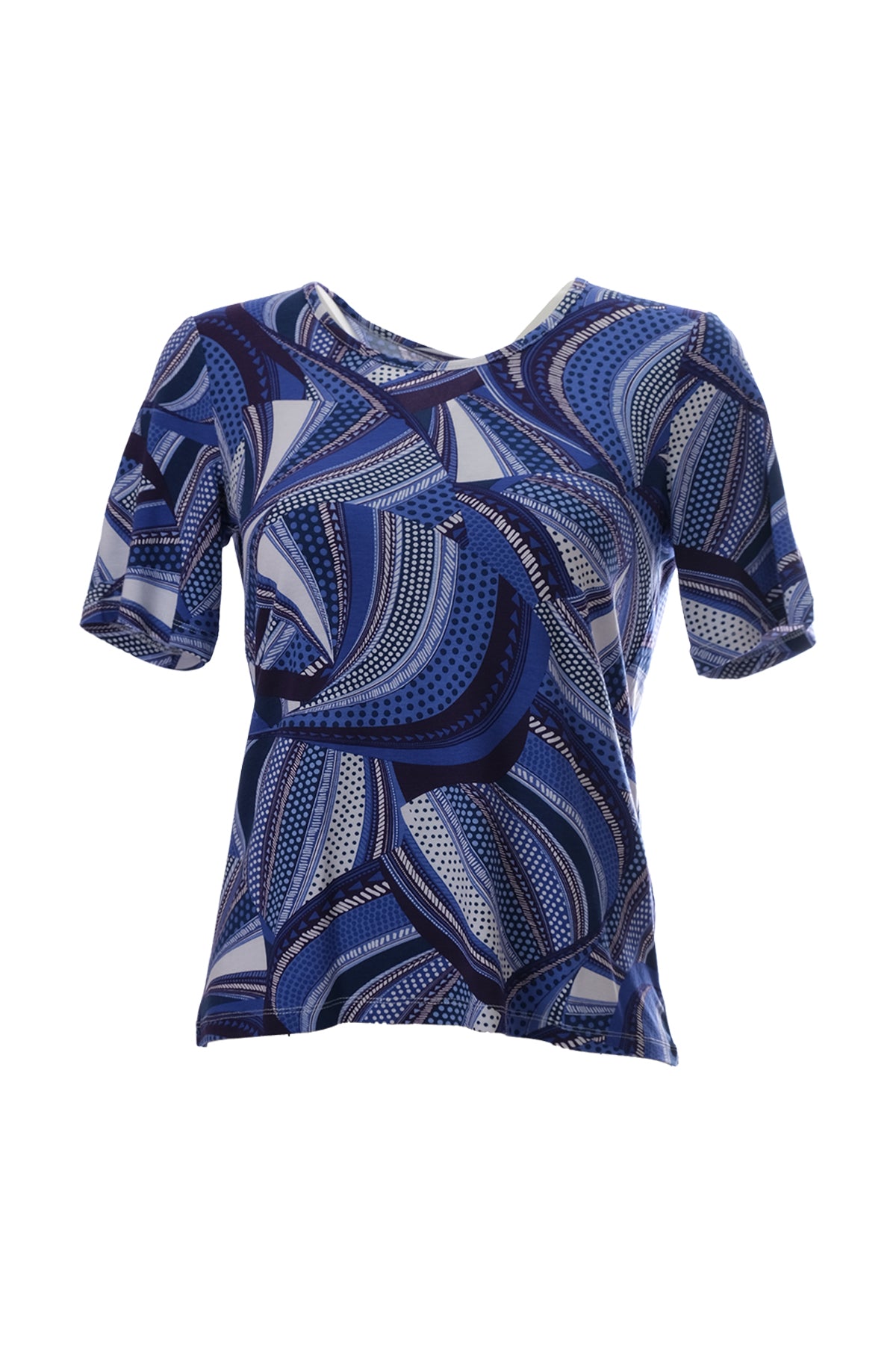 Canel Kadın Kısa Kol Geometrik Desenli Rahat T-Shirt Main image