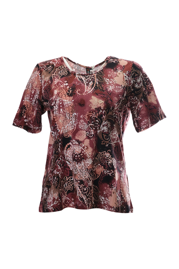 Bisiklet Yaka Yarım Kol ÇiçekliT-Shirt Cnl