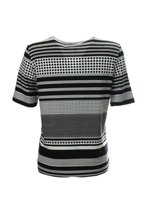 Canel Minimalist Kadın T-Shirt - Çizgili & Puantiyeli, Kısa Kol, Regular Fit
