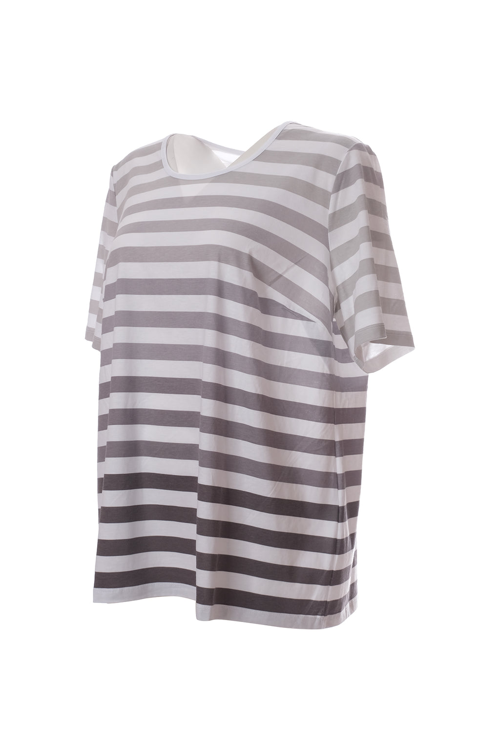 Canel Oversize Çizgili Minimalist Kadın T-Shirt - Kısa Kol Günlük
