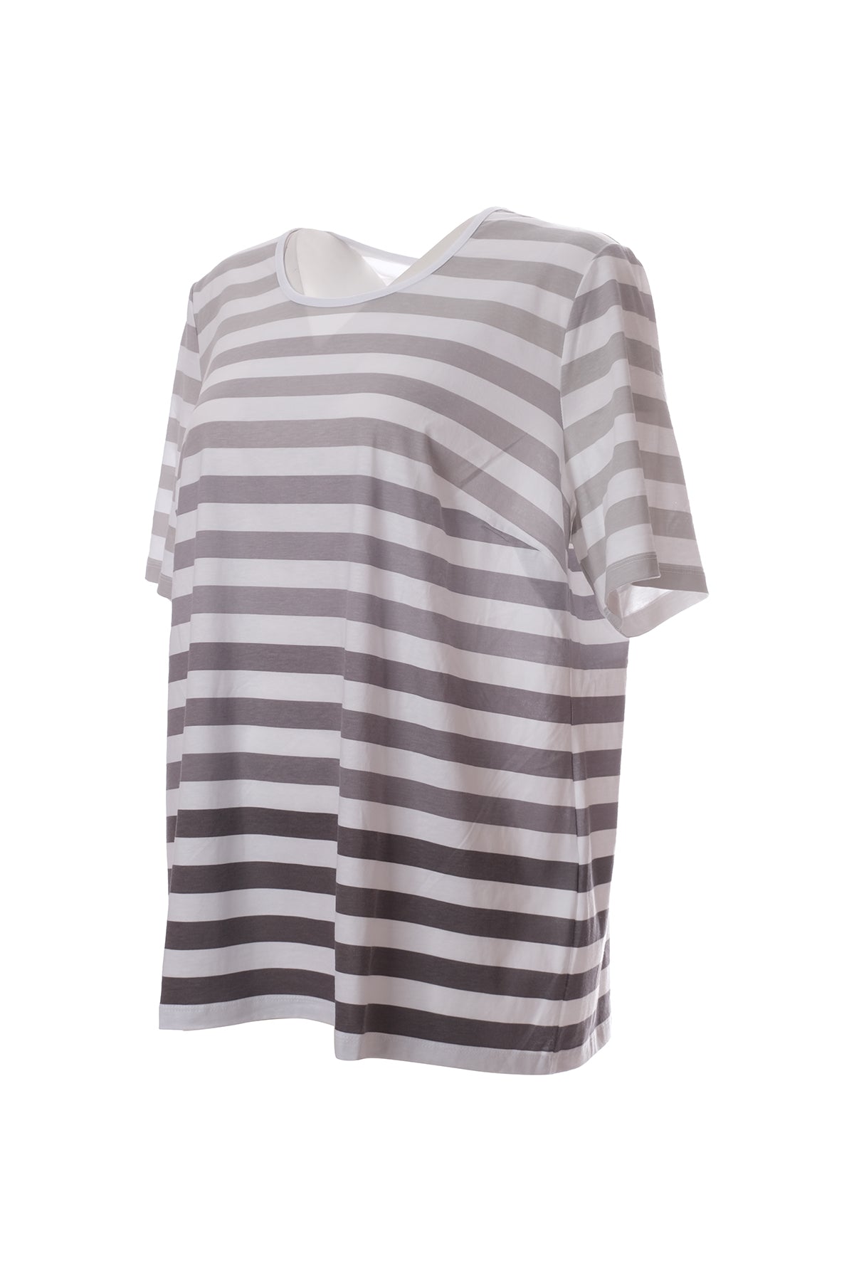 Canel Oversize Çizgili Minimalist Kadın T-Shirt - Kısa Kol Günlük
