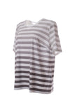 Canel Oversize Striped Minimalist Women's T-Shirt - Short Sleeve Casual