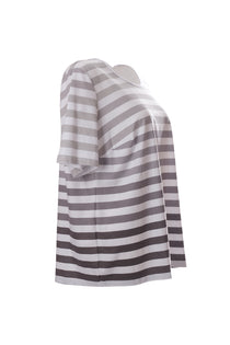 Canel Oversize Çizgili Minimalist Kadın T-Shirt - Kısa Kol Günlük