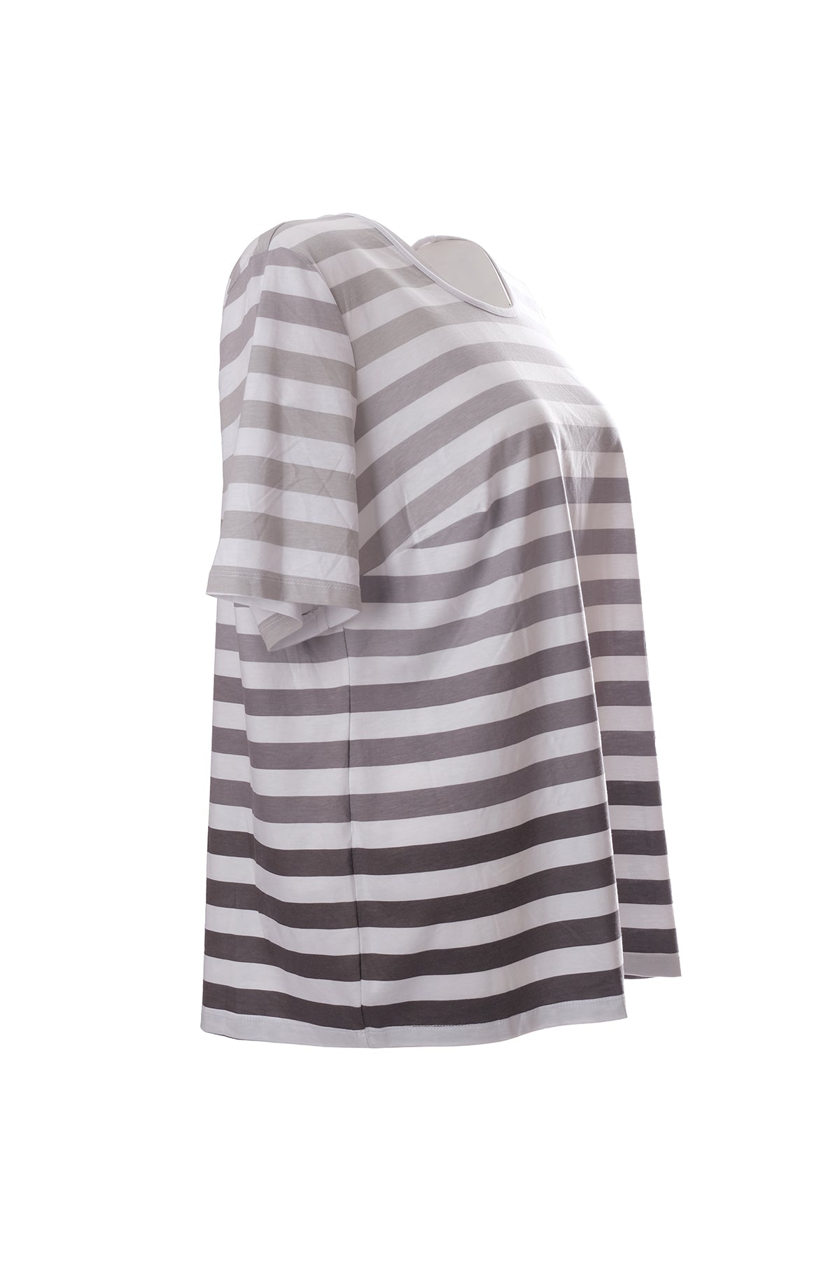 Canel Oversize Çizgili Minimalist Kadın T-Shirt - Kısa Kol Günlük
