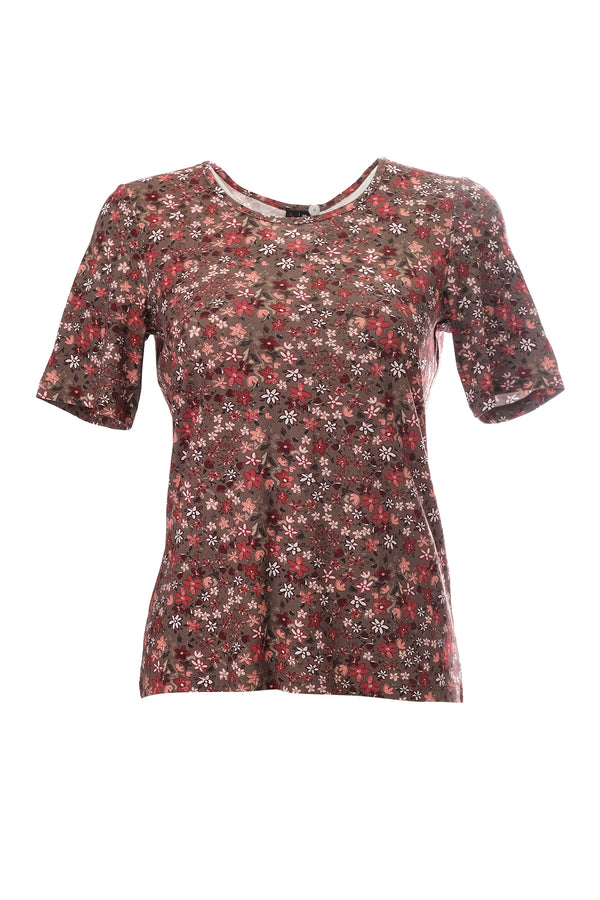 Canel Minimalist Çiçekli Kadın T-Shirt - Kısa Kol Regular Fit