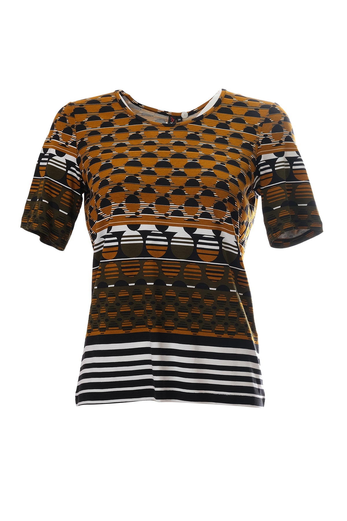 Canel Minimalist Geometrik Desenli Kısa Kol Kadın T-Shirt - Günlük Stil Main image